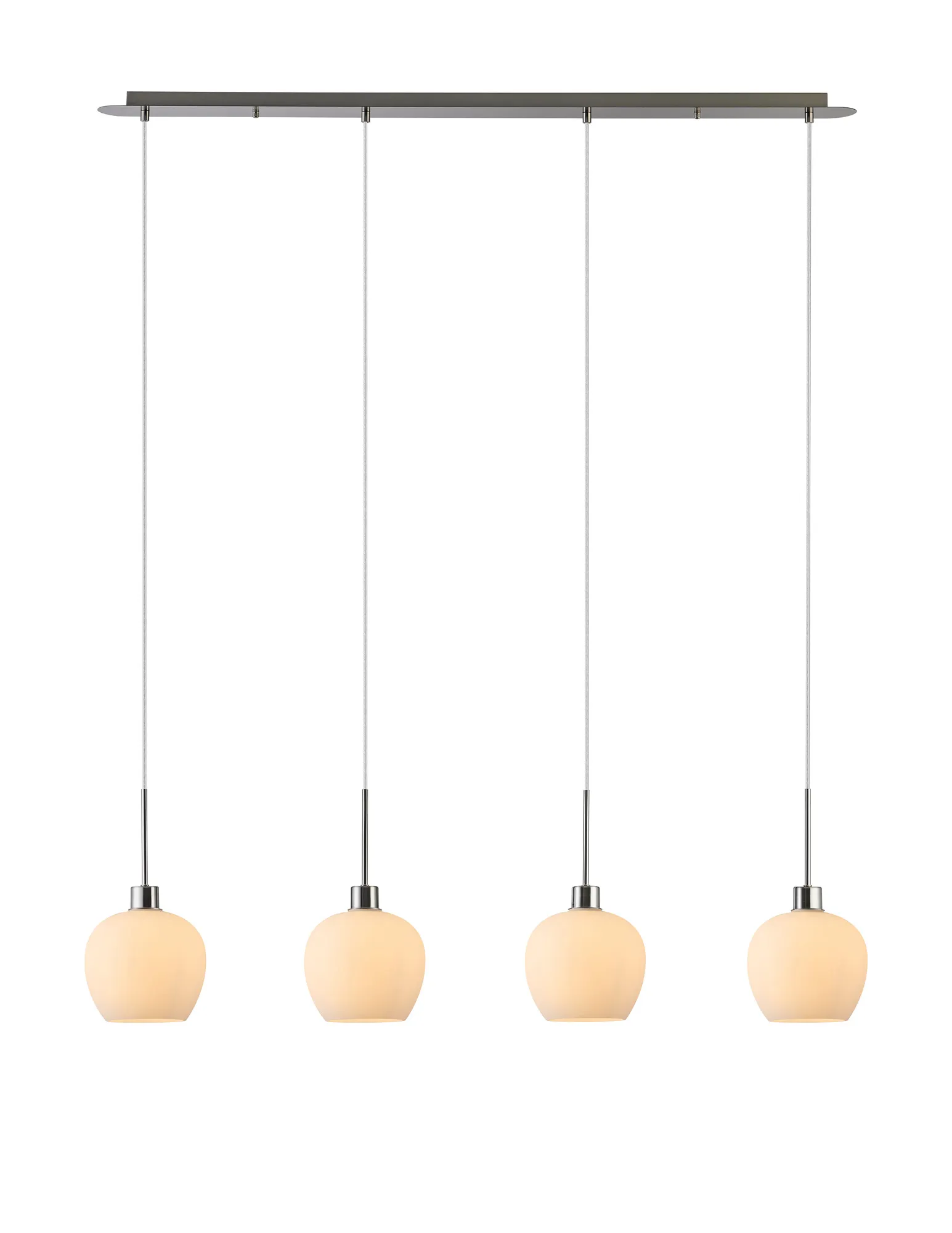DK1412  Lori Linear Pendant, 4 Light Adjustable E27, Satin Nickel/Opal Wine Shades